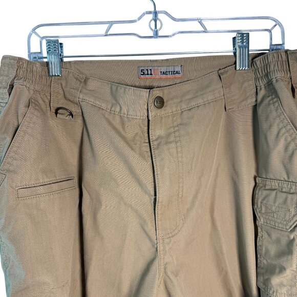 5.11 Tactical Mens Khaki Cargo Shorts With Elastic Waist Pockets Size 38 - Picture 3 of 9